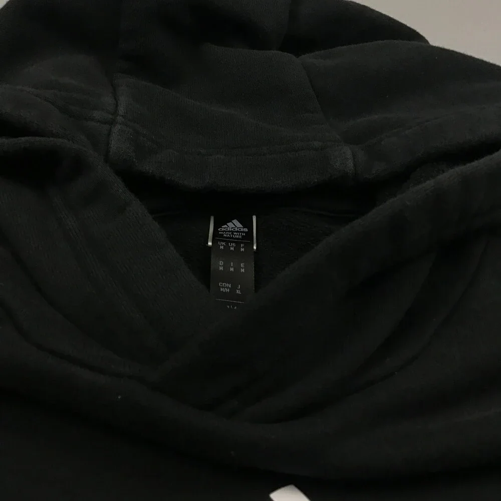 Adidas Hoodie Men Medium Black White Trefoil Logo Tape Pullover Sweatshirt M